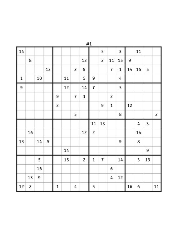 Sudoku 16x16 - Médio 