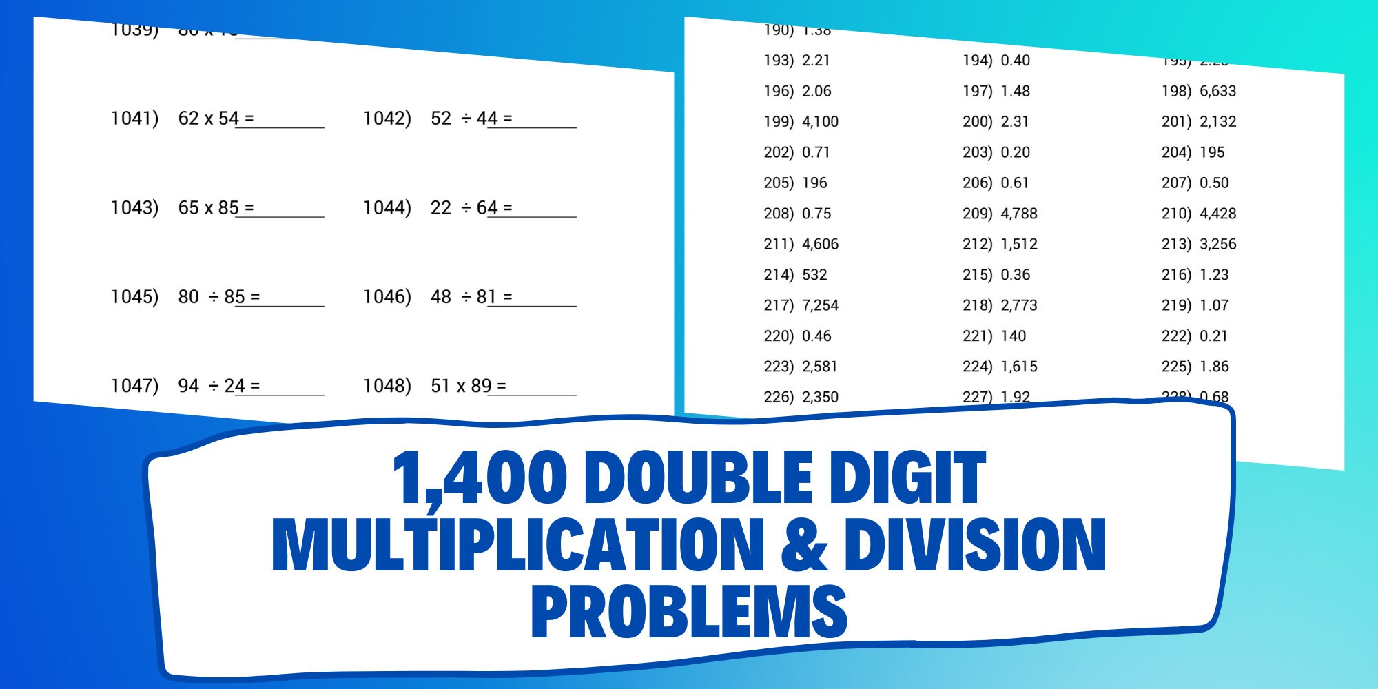 1400 Double Digit Multiplication Division Math Problems Printables ...
