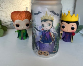 Disney baby villains glass cup| Villains Glass cup| Ice Coffee Cup| Halloween Tumbler 16 oz