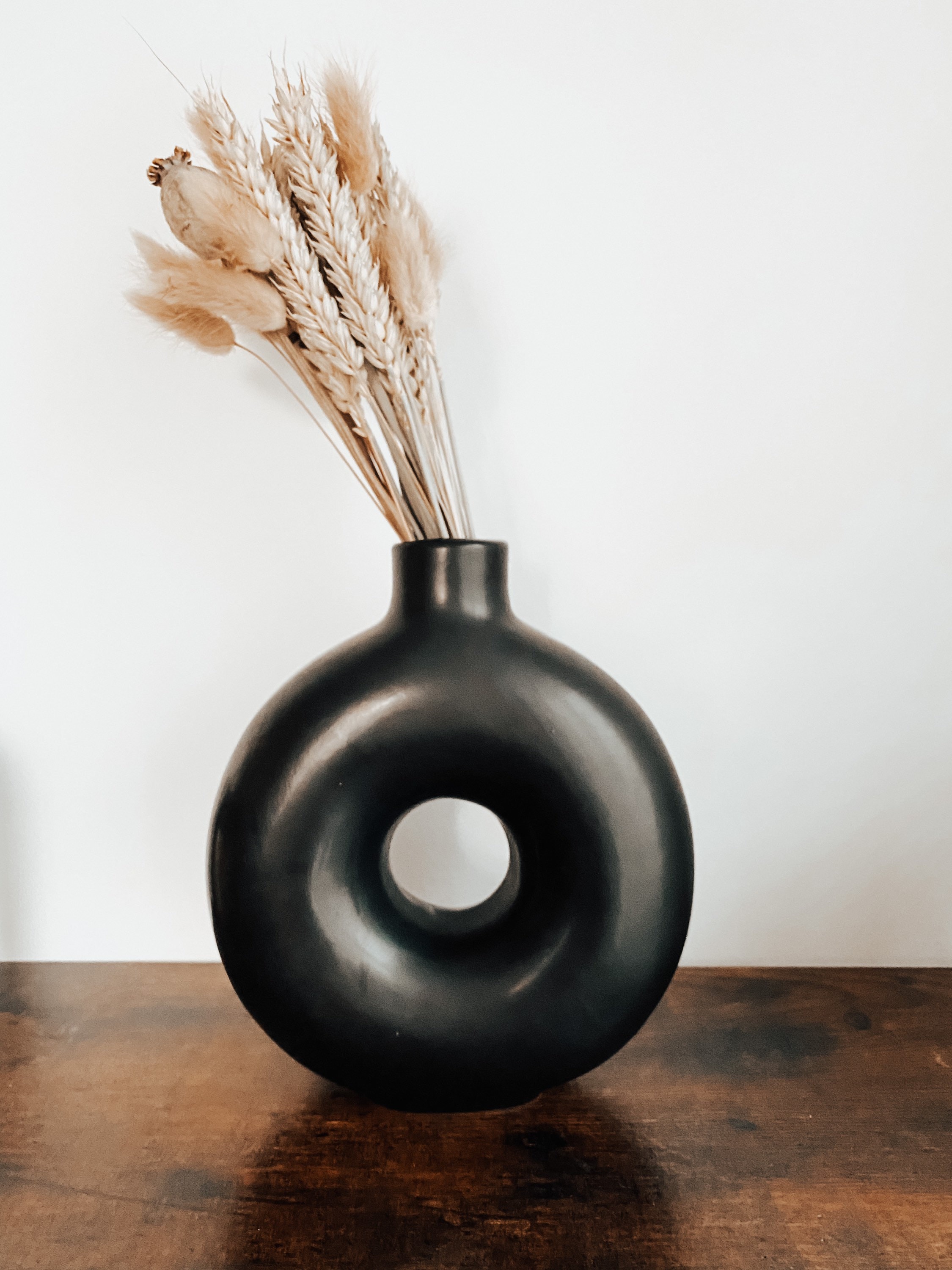 BLACK DONUT VASE Nordic Scandi Ceramic round hollow Etsy