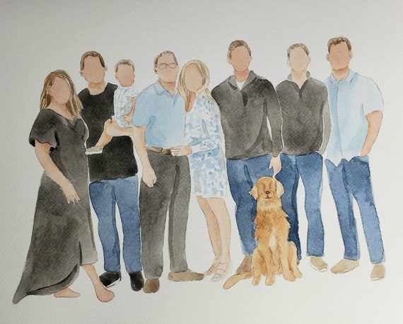 Custom Watercolor Family Portrait — Ladyfolk Studio