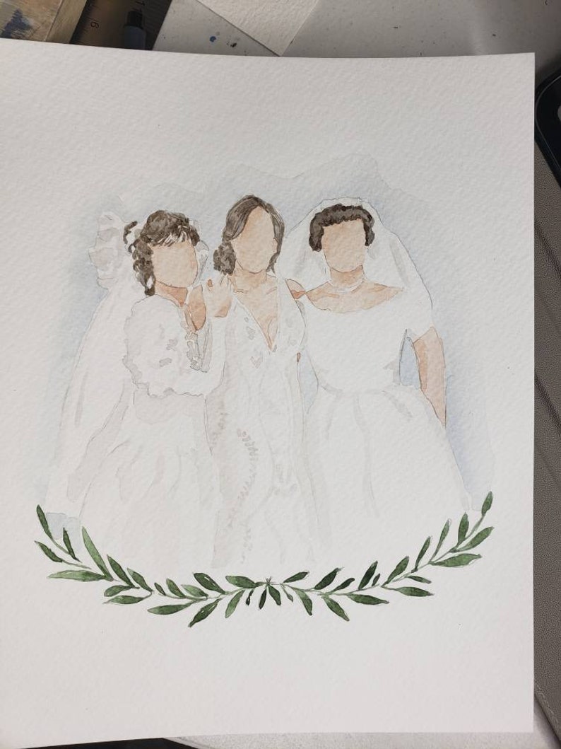 Custom Watercolor Wedding Portrait Personalized Keepsake Wedding Gift image 8