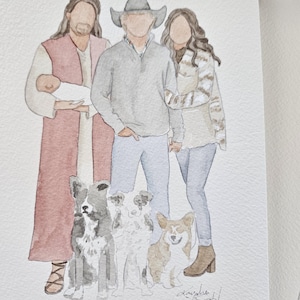 Custom Faceless Family Portrait | Hand-Painted Watercolor Art | Personalized Keepsakes for up to 6 Members