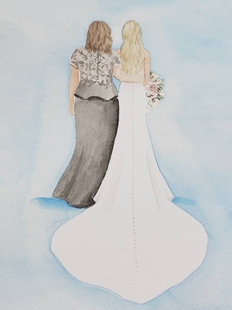 Custom Watercolor Wedding Portrait Personalized Keepsake Wedding Gift image 9