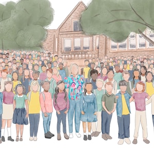 Personalized Watercolor Teacher Retirement Portrait: Custom School Gift