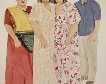 Personalisiertes Portrait in Aquarell mit dezenten Gesichtszügen für 1-6 Personen, Aquarell vom Foto