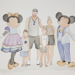 Custom Faceless Family Portrait | Hand-Painted Watercolor Art | Personalized Keepsakes for up to 6 Members