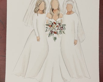 Personalisiertes Aquarell Hochzeitsportrait - Geschenk zur Hochzeit