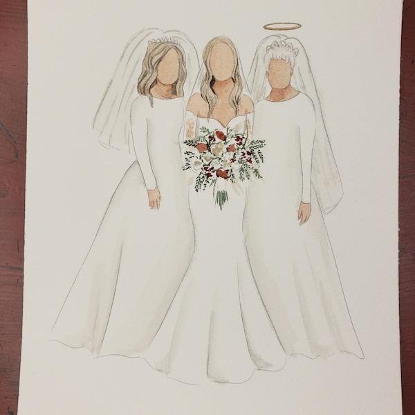 Custom Watercolor Wedding Portrait – Personalized Keepsake Wedding Gift