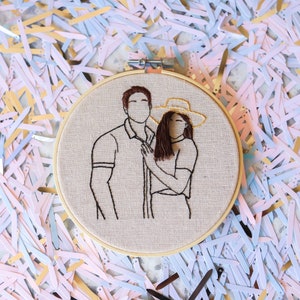 Custom couple or family portrait embroidery hoop