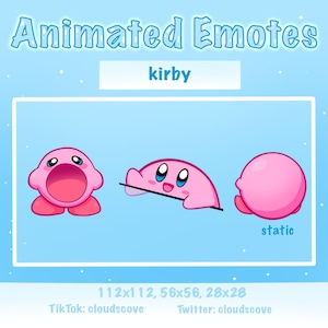 3x Emotes ANIMATED MEME BUNDLE Pop Cat Kirby version / Bongo Cat Kirby version / Angy Kirby / Streamer / Twitch /