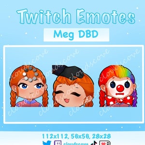3x MEG DBD Emotes - Streamer - Twitch Youtube Emote - Dead by Daylight - DBD Meg