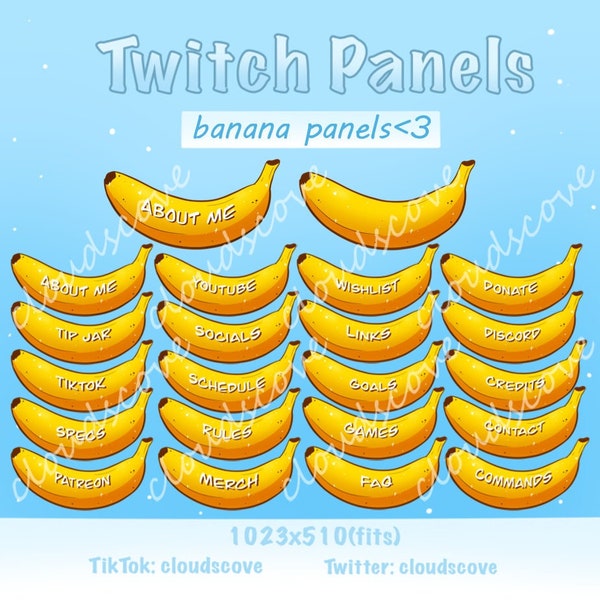 21x Twitch Cute Banana Panel Box Fenster panel // Anstecker // Kawaii // Streamer // Sparkle