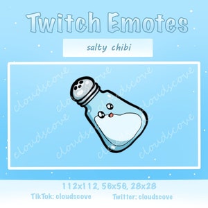 1x ANIMATED Salty Chibi Cute Emote / Streamer / Discord / Twitch Streamer / Kawaii Salt Shaker