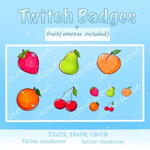 10 EMOTES/BADGES Chibi Fruits No Face Twitch Discord Youtube