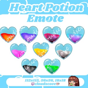 9x Heart Potion Emotes // Valentines // Cute // Streamer
