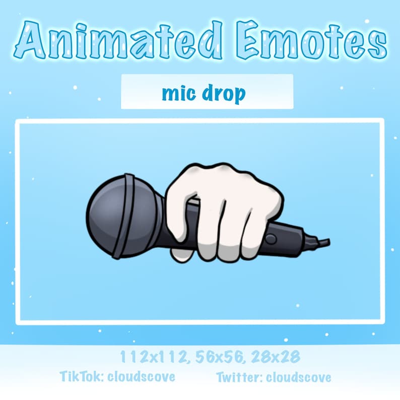 1x ANIMATED MIC DROP White Glove Emote / Twitch Emote / Microphone Drop