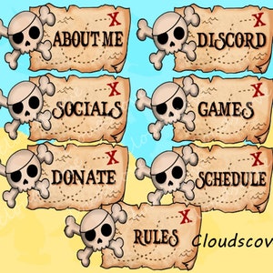 7x panneaux de carte au trésor des pirates Twitch
