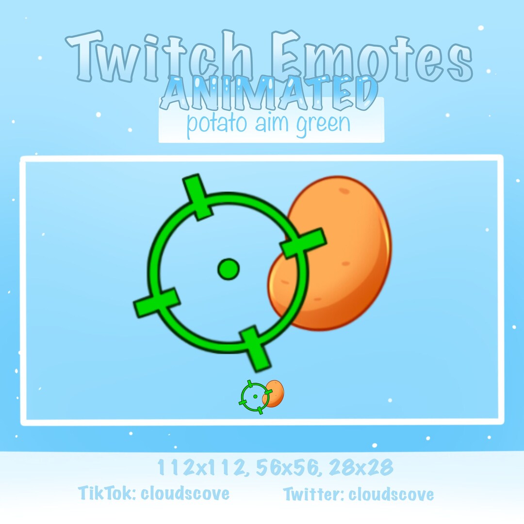 GREEN Potato Aim ANIMATED EMOTE Streamer Twitch Emotes Sub Badges Etsy