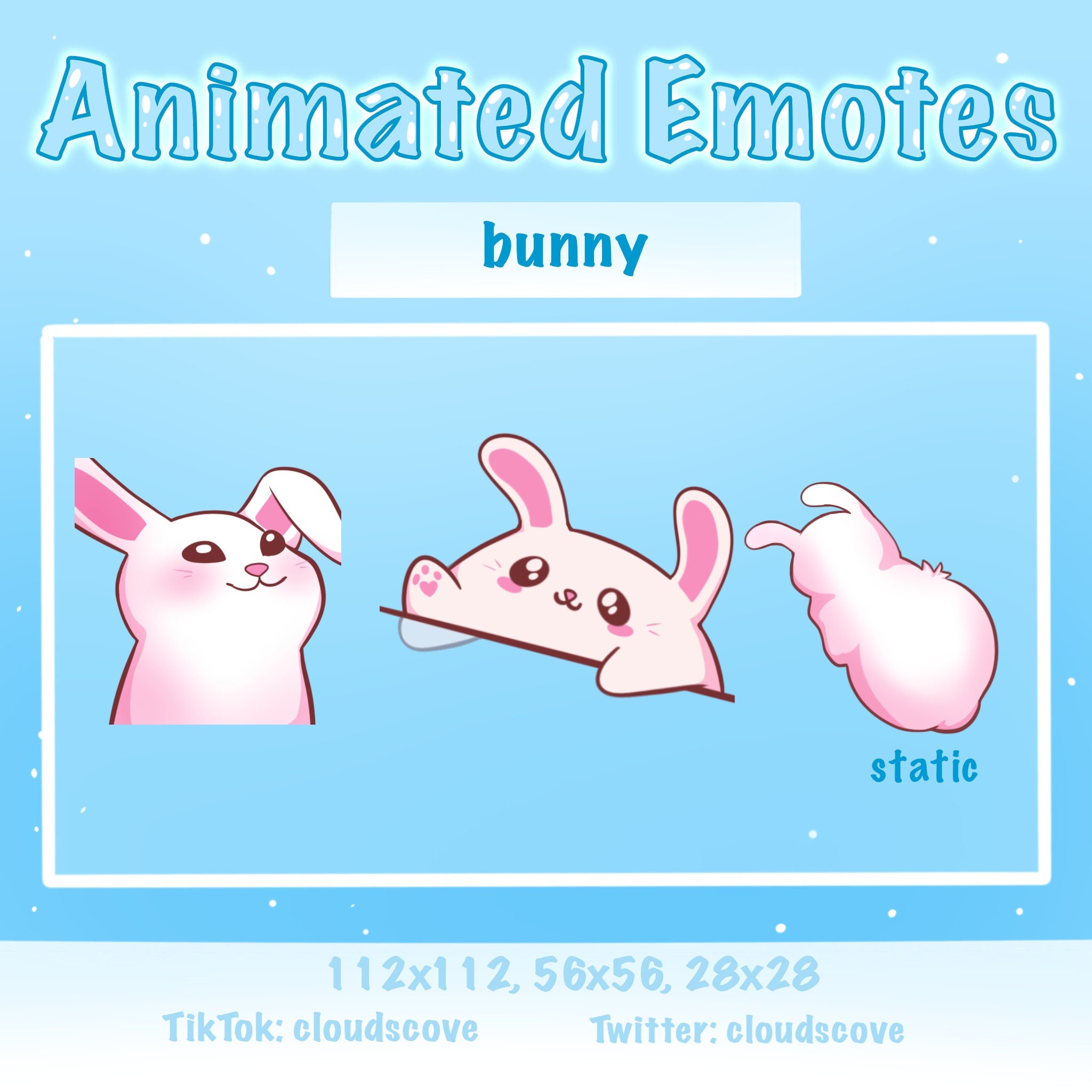 3x Emotes ANIMATED MEME BUNDLE Pop Cat Bunny version / Bongo Cat Bunny version / Angy Bunny / Streamer / Twitch /