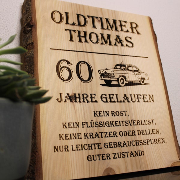 60. Geburtstag Oldtimer Holz Aufsteller Holzschild