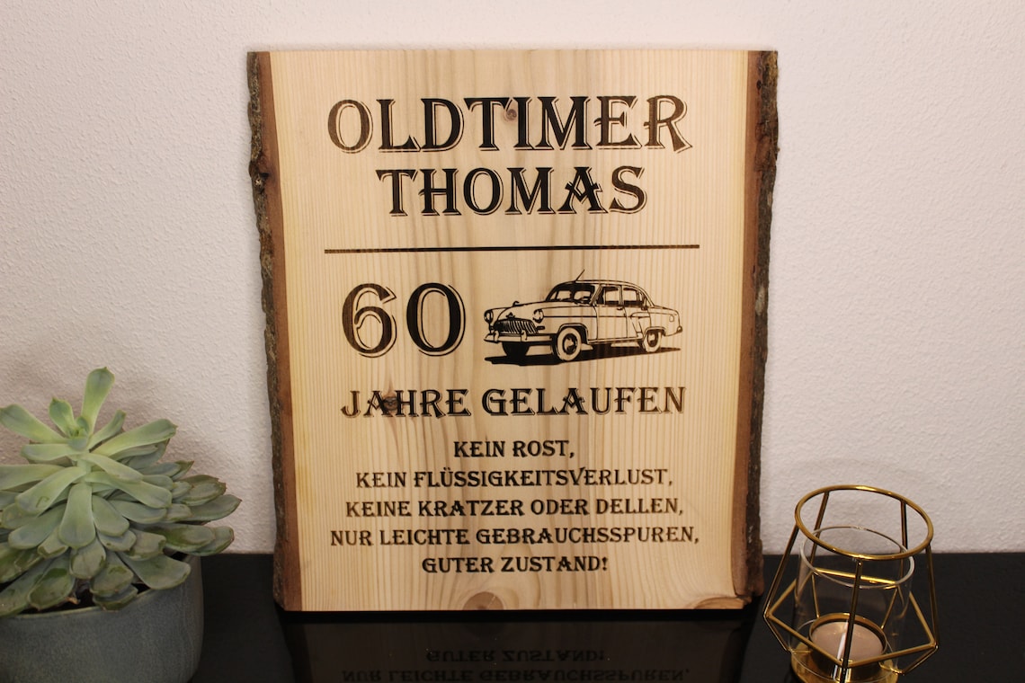60. Geburtstag Oldtimer Holz Aufsteller Holzschild  Etsy
