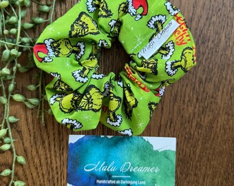 The Grinch Christmas Scrunchies I Christmas I Handmade cotton scrunchie.