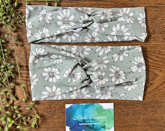 Women’s twist turban headband l Knot headband l Bamboo spandex I Daisy