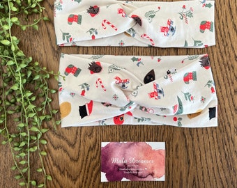 Women and child’s twist turban headband l Knot headband. Star Wars Christmas print stretch design.
