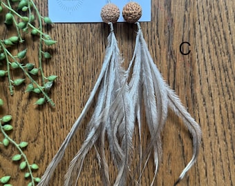 Hand made Quandong & Emu Feather earrings l Made by proud Wiradjuri Women