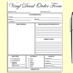 editable vinyl decal order form printable ready to use etsy