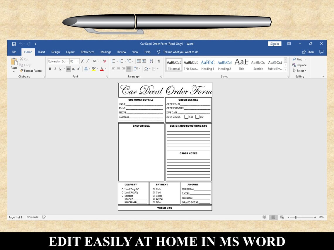 Editable KOOZIE Order Form Printable General CAN COOLER Etsy