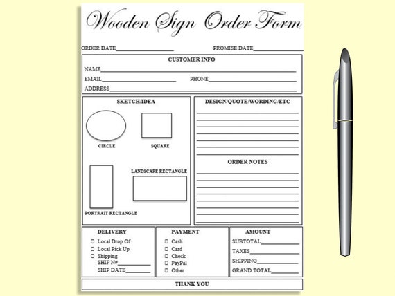 Editable WOODEN SIGN Order Form Printable Ready to Use | Etsy