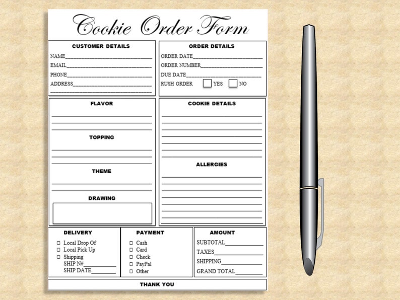 Editable COOKIE ORDER FORM Printable General Cookie Custom | Etsy