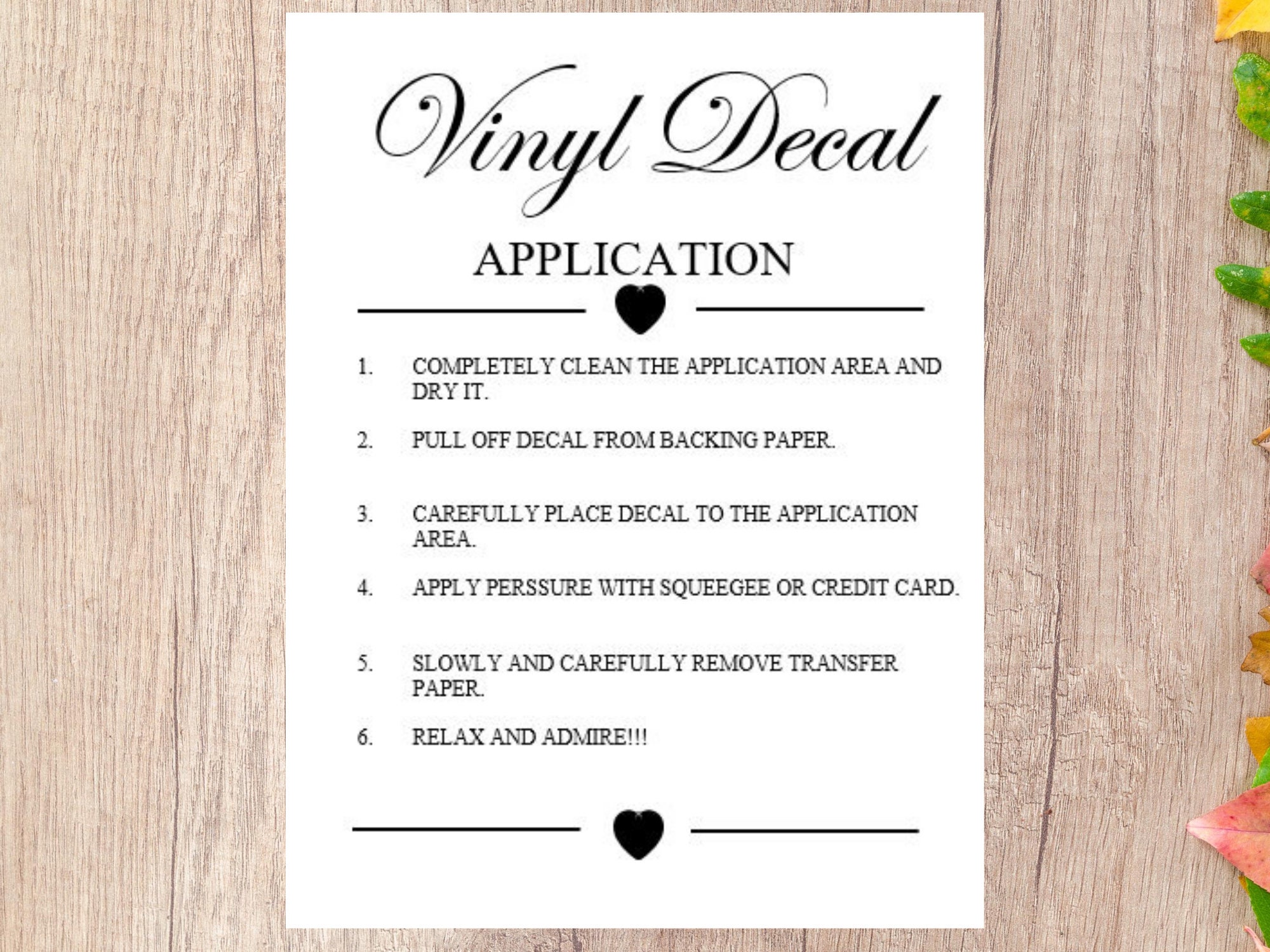 editable vinyl decal application instructions printable etsy