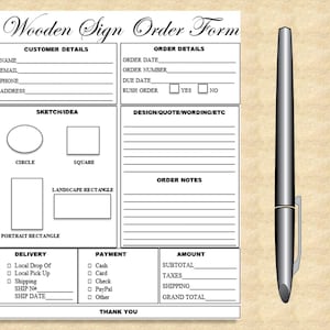 Editable WOODEN SIGN ORDER Form Printable General Wooden Sign - Etsy