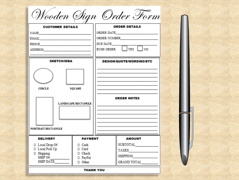 Editable WOODEN SIGN ORDER Form Printable General Wooden Sign - Etsy