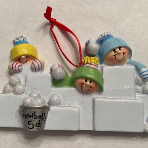 Personalized Snowballs Family of 3 Ornament