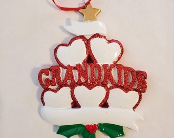 Personalized Grandkids Ornament, Family of 5