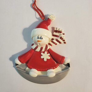 Personalized Snowman on Saucer Ornament