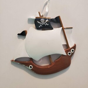 Pirate Ship Personalized Ornament, Childrens Ornaments