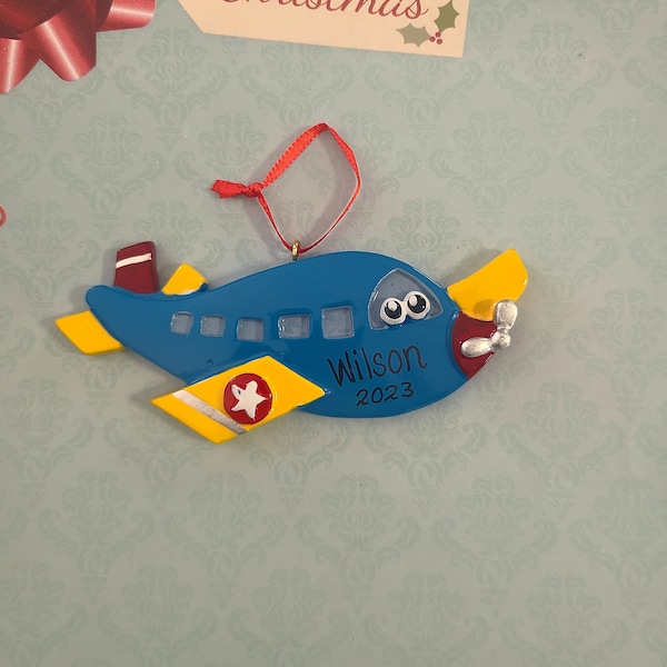 Airplane Personalized Ornament, Childrens Ornament