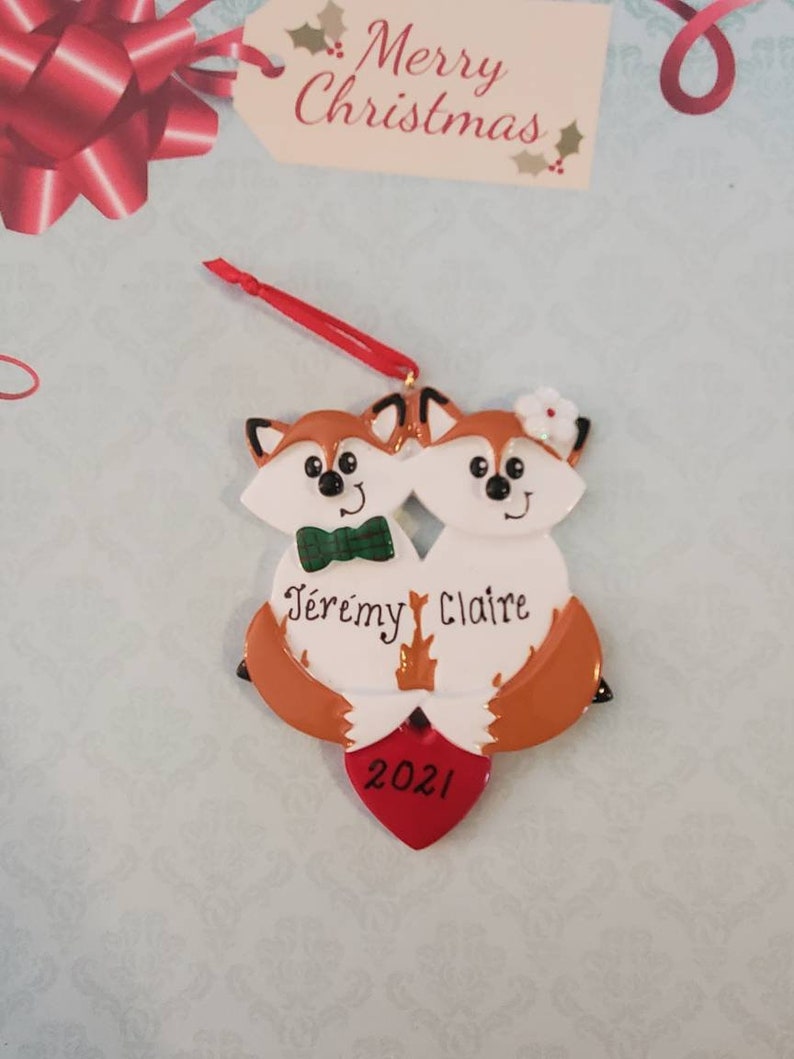 Personalized Fox Couple Christmas Ornament, Ornament for Married or ...