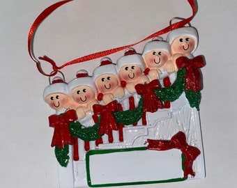 Handwritten Christmas Staircase Ornament For Family of 6