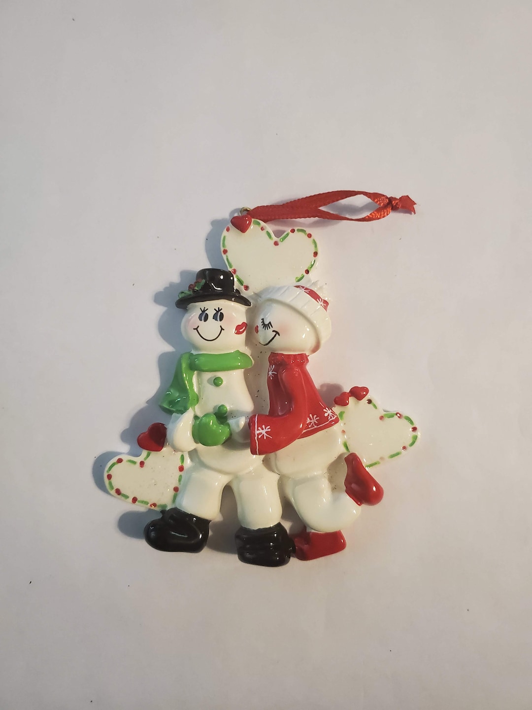 Personalized Snow Sweethearts With Three Hearts Christmas Ornament ...
