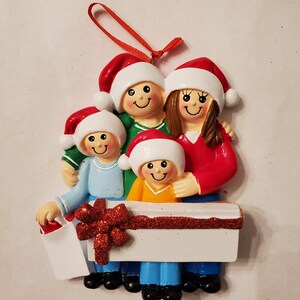 Personalized Gift Giving Family of 4 Ornament