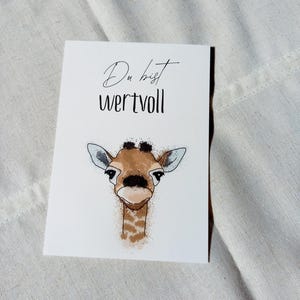 Karte A6 Giraffe "Du bist wertvoll" christliche Grußkarte Ermutigung