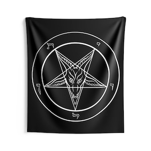 Pentagram Baphomet Tapestry Goat Hexagram Flag | Satanic, Luciferian, Witch, Ritual, Occult, Gothic, Skull, Devil, Lucifer, Sigil