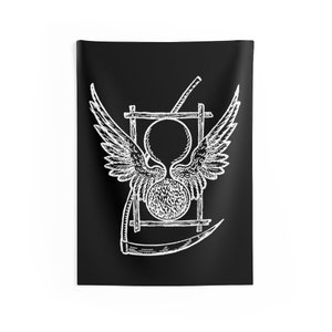 Winged Hourglass Banner | Satanic, Luciferian, Witch, Ritual, Occult, Gothic, Goat, Skull, Devil, Lucifer, Sigil