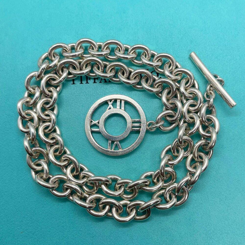 Tiffany Co Silver Atlas Toggle Necklace 17.5 Etsy